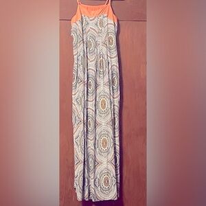 Xhilaration Orange and Brown Geometric Maxi Dress